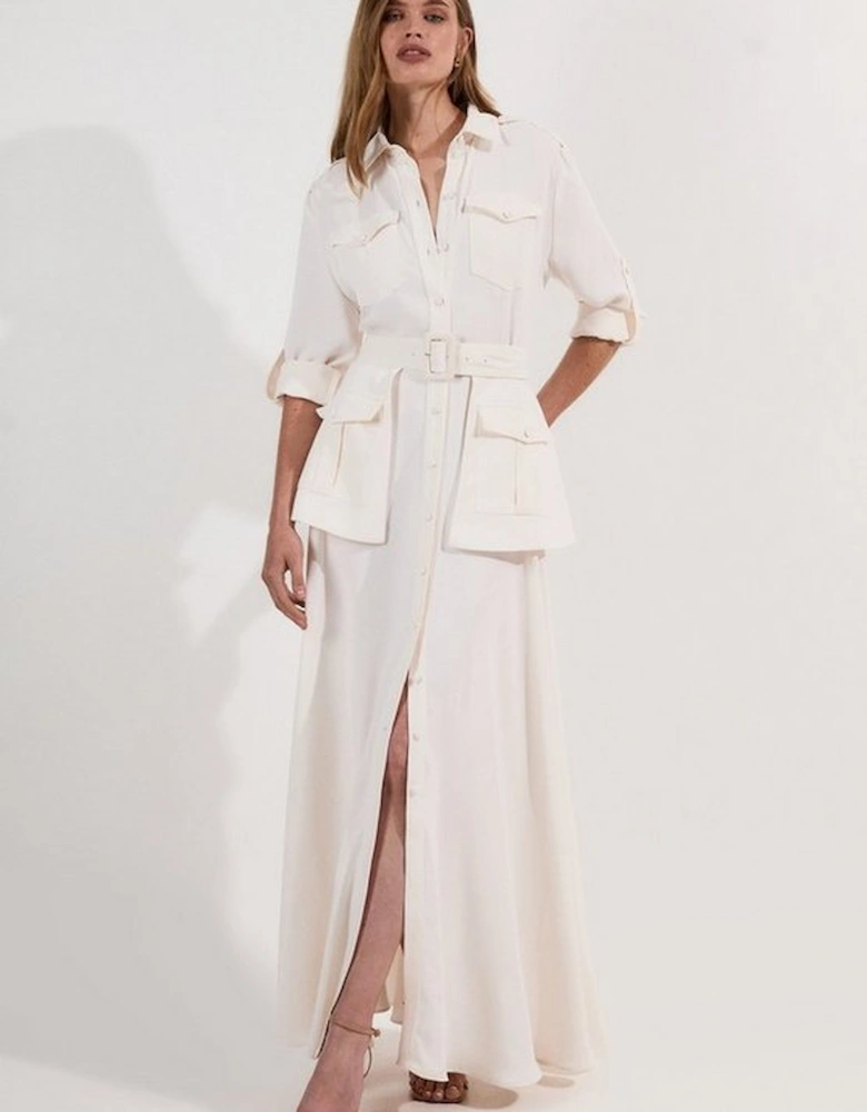 Lydia Millen Soft Tailored Belted Maxi Shirt Dress