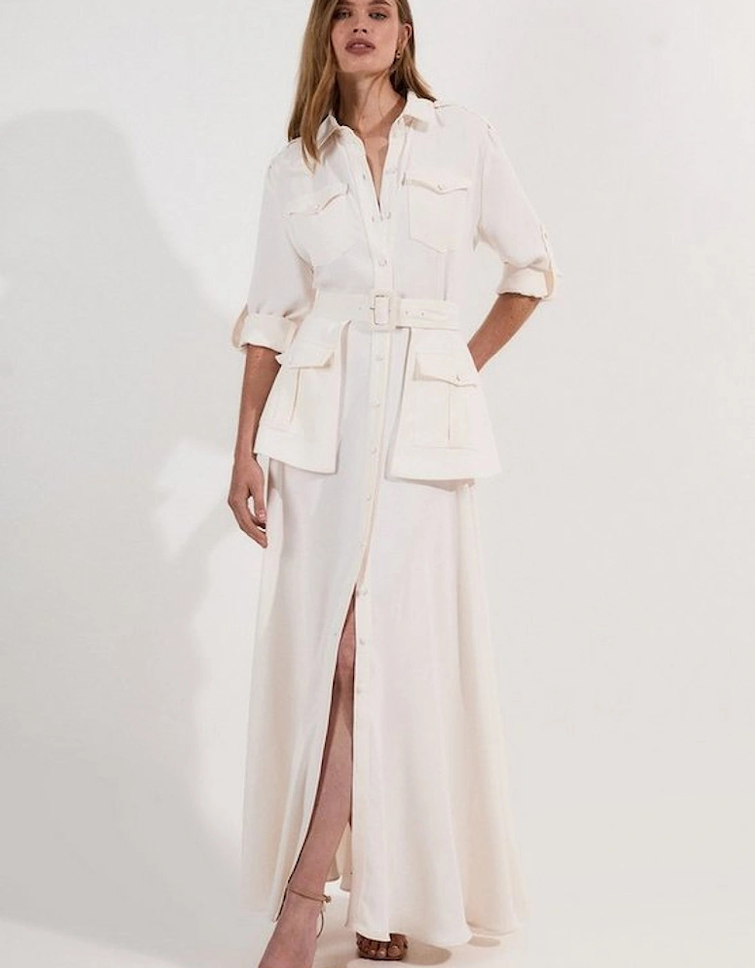 Lydia Millen Soft Tailored Belted Maxi Shirt Dress, 2 of 1