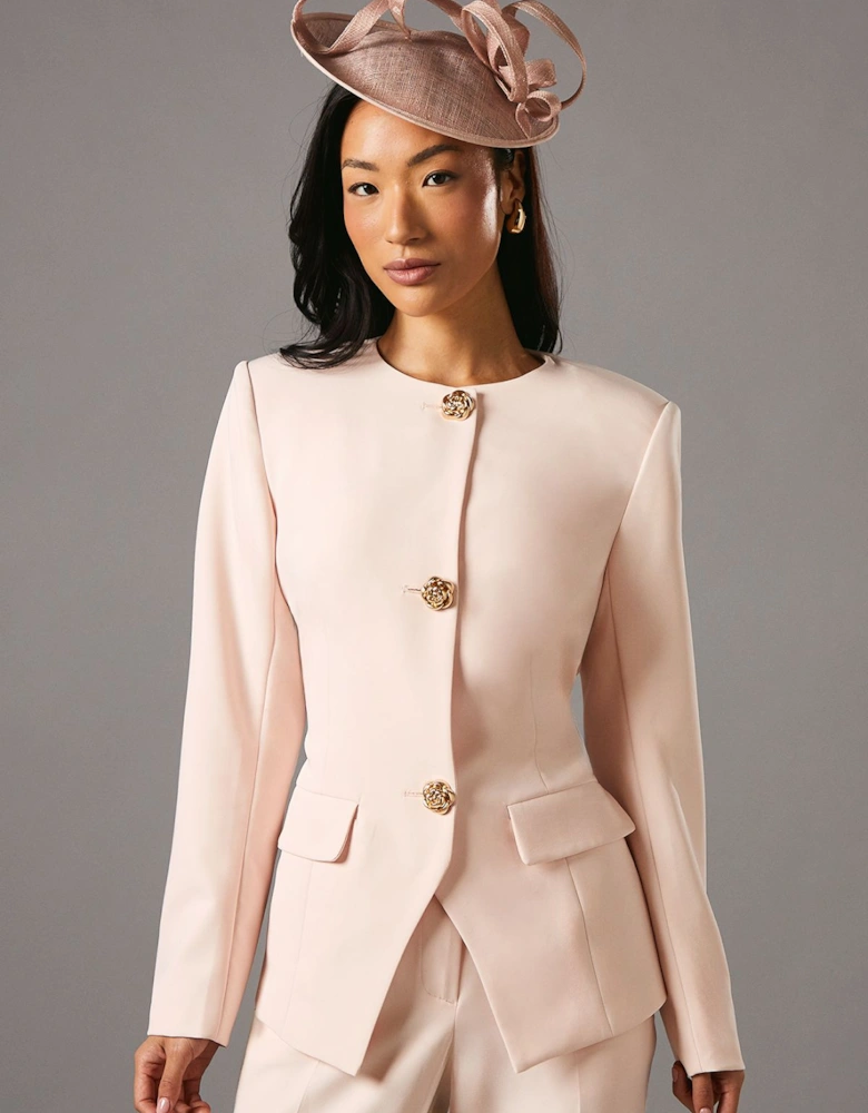 Rose Button Long Sleeve Tailored Jacket