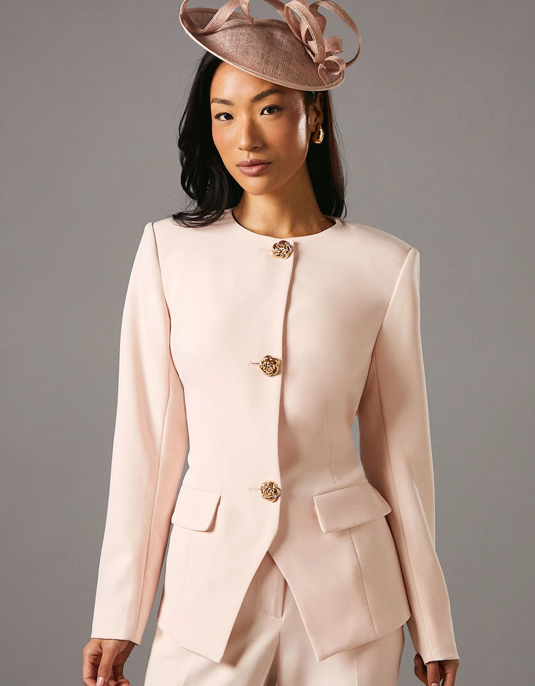 Rose Button Long Sleeve Tailored Jacket, 2 of 1
