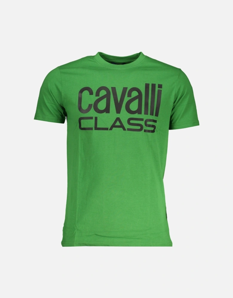 Cavalli Class Bold Black Logo Green T-Shirt
