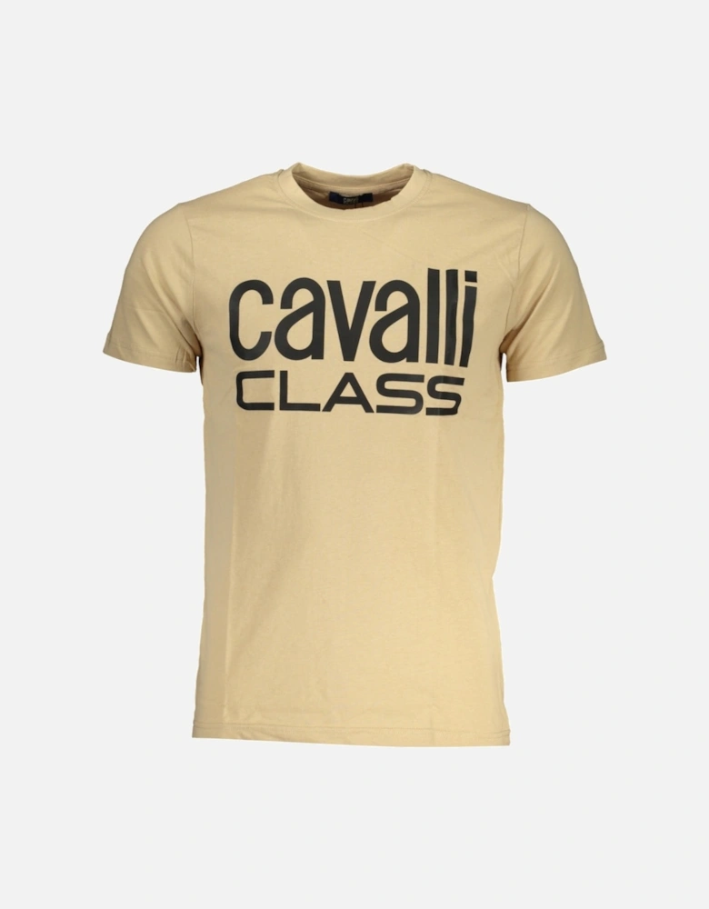Cavalli Class Bold Black Logo Beige T-Shirt