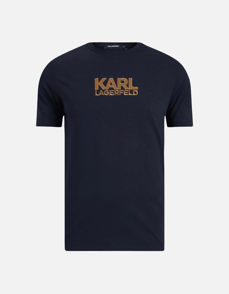 Embroidered Gold Logo Navy T-Shirt