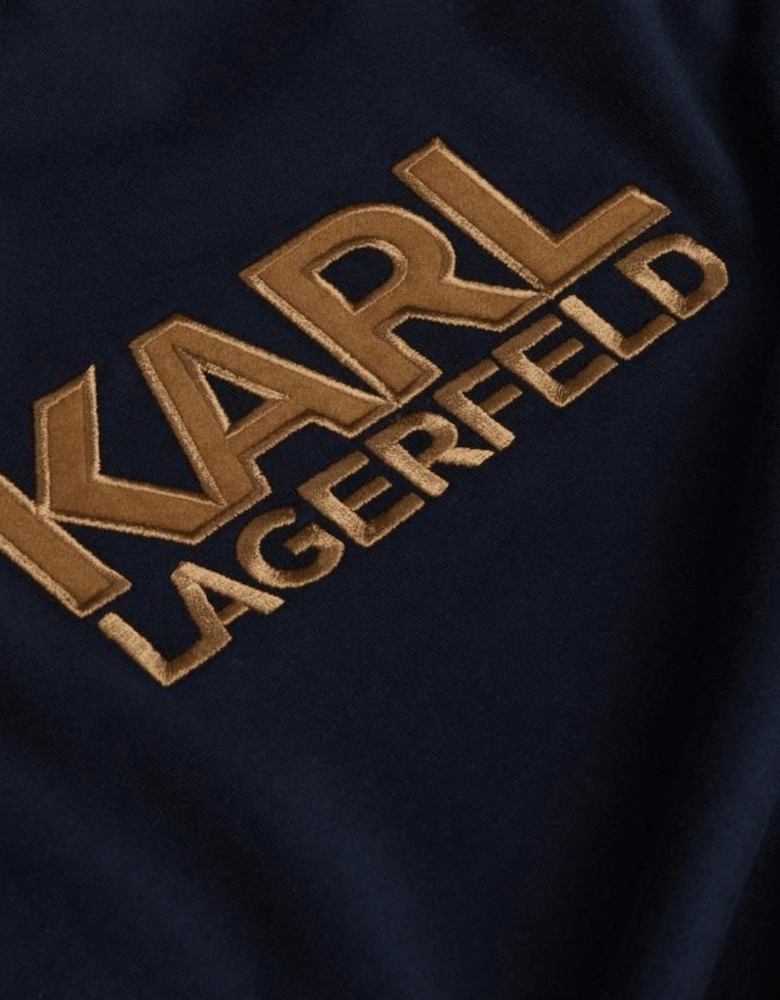 Embroidered Gold Logo Navy T-Shirt