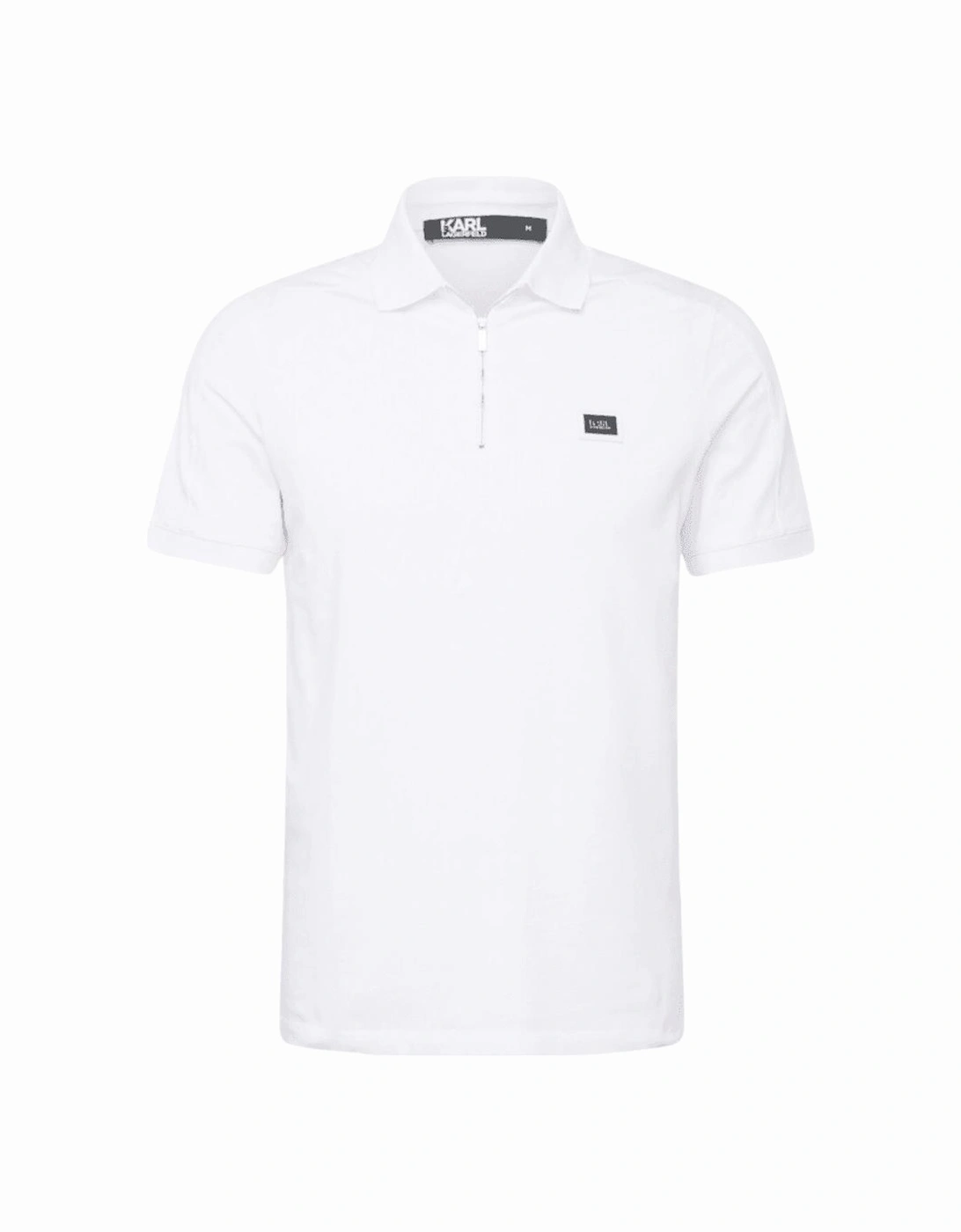Plaque Logo White Zip Polo Shirt, 4 of 3