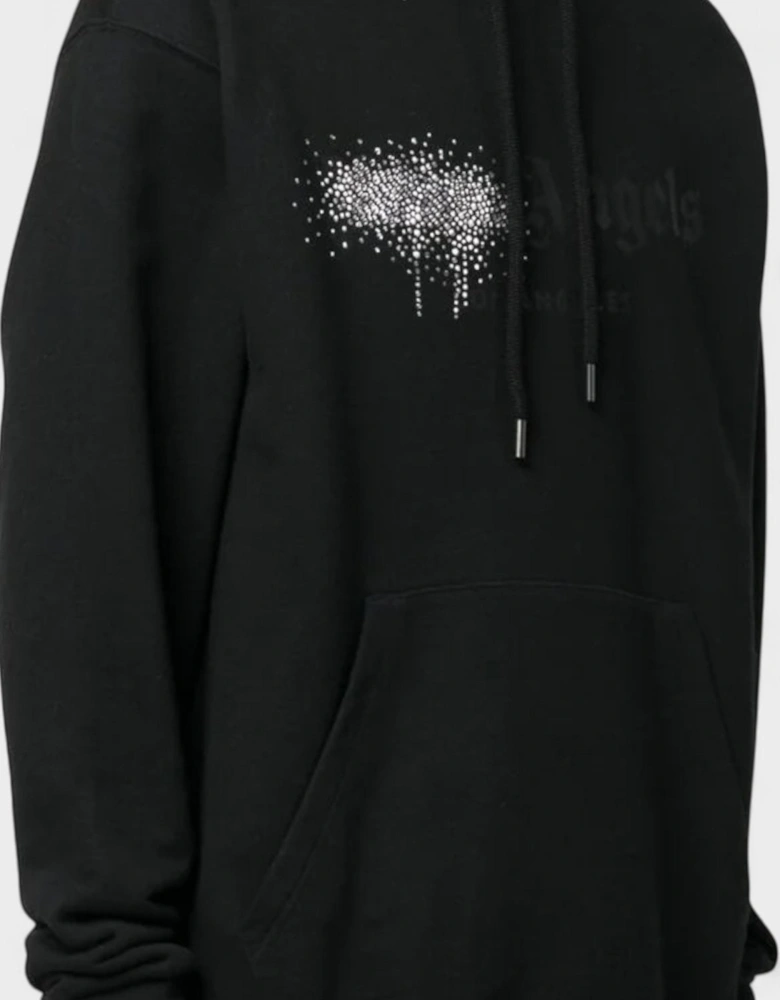 Rhinestone Sprayed Hoodie Black