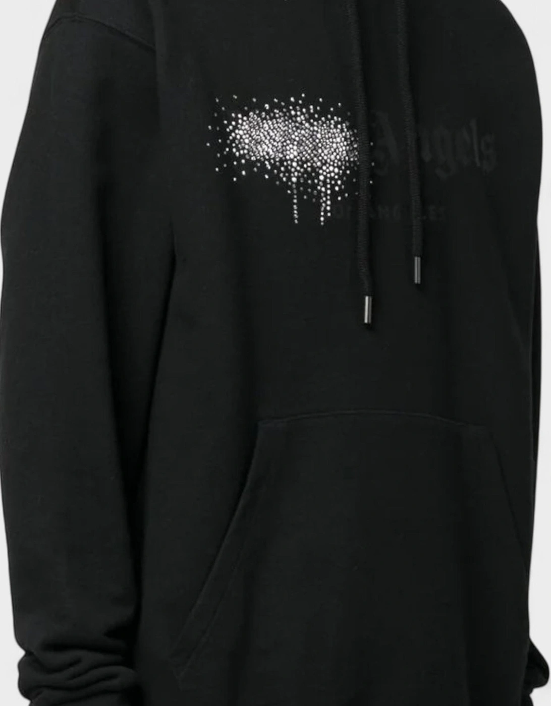 Rhinestone Sprayed Hoodie Black