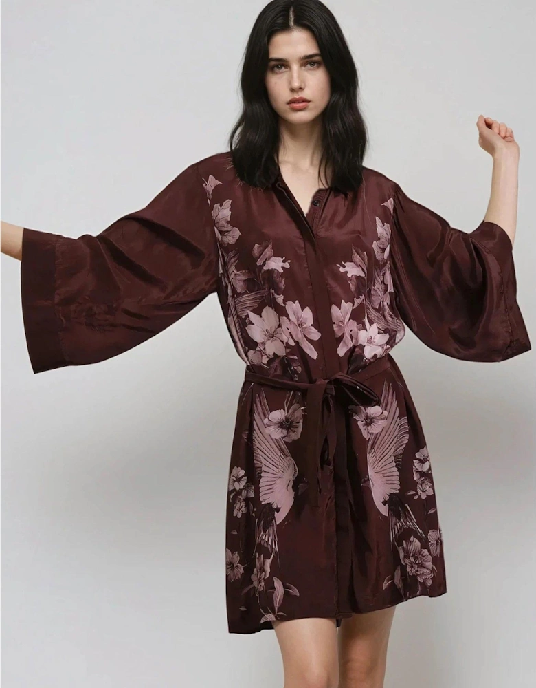 Inversion Lust Tunic Dress With Kimono Sleeves - Brown