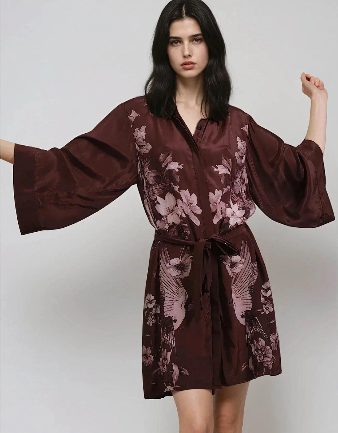 Inversion Lust Tunic Dress With Kimono Sleeves - Brown, 2 of 1