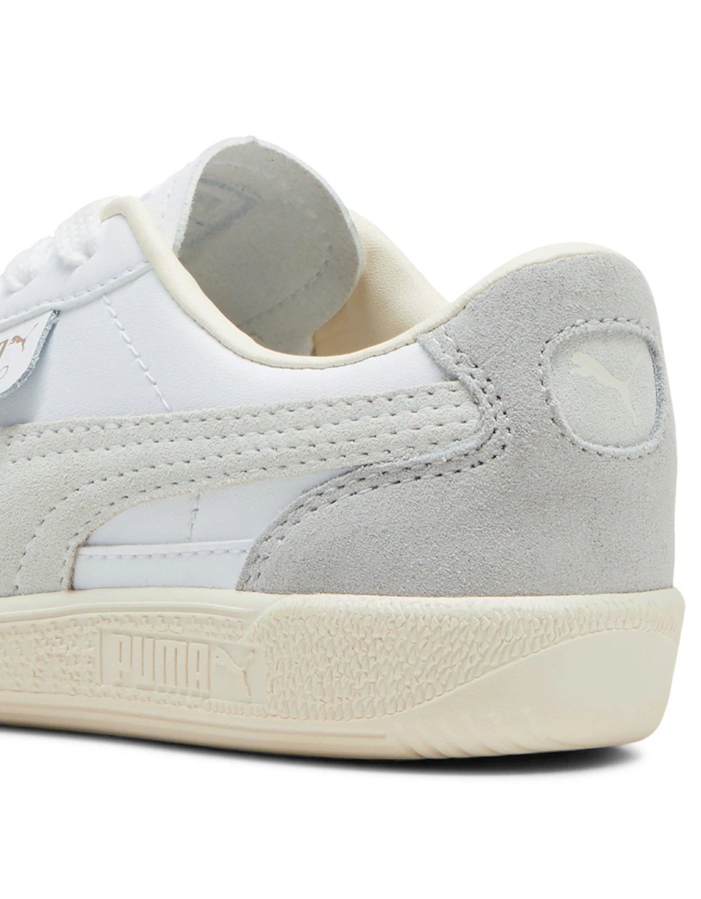 Kids Unisex Palermo Leather - Silver/White