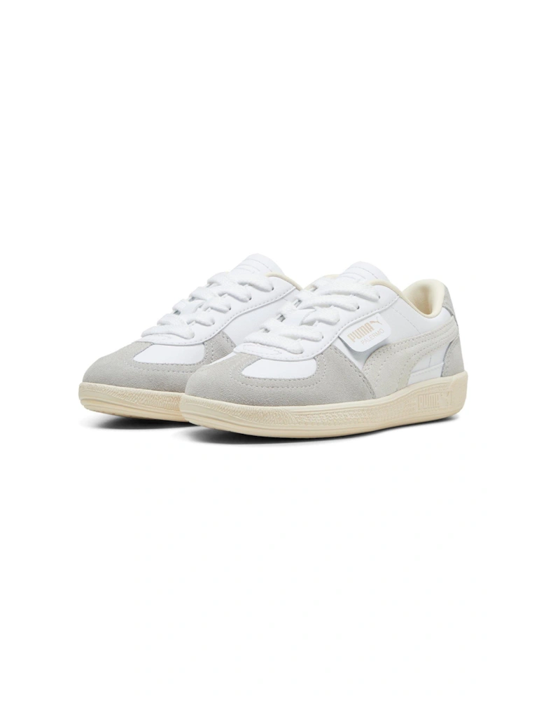 Kids Unisex Palermo Leather - Silver/White