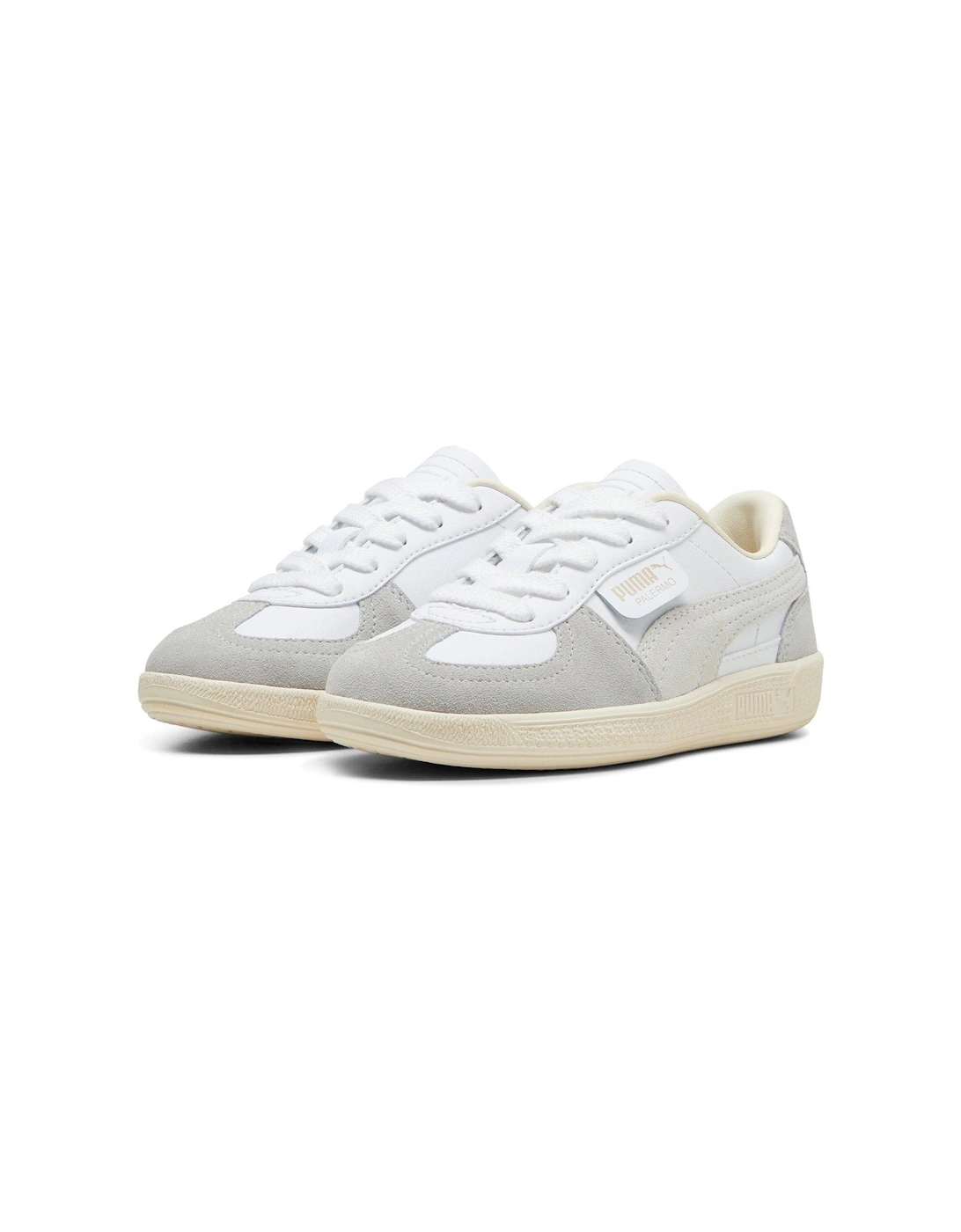 Kids Unisex Palermo Leather - Silver/White