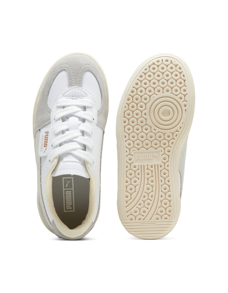 Kids Unisex Palermo Leather - Silver/White