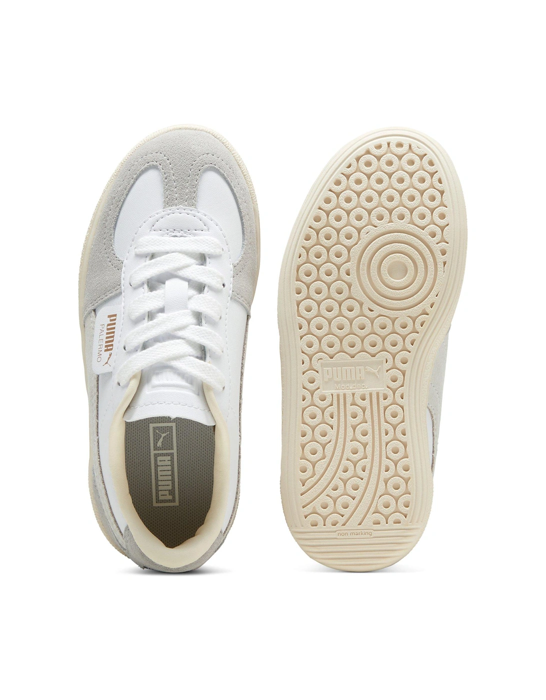 Kids Unisex Palermo Leather - Silver/White