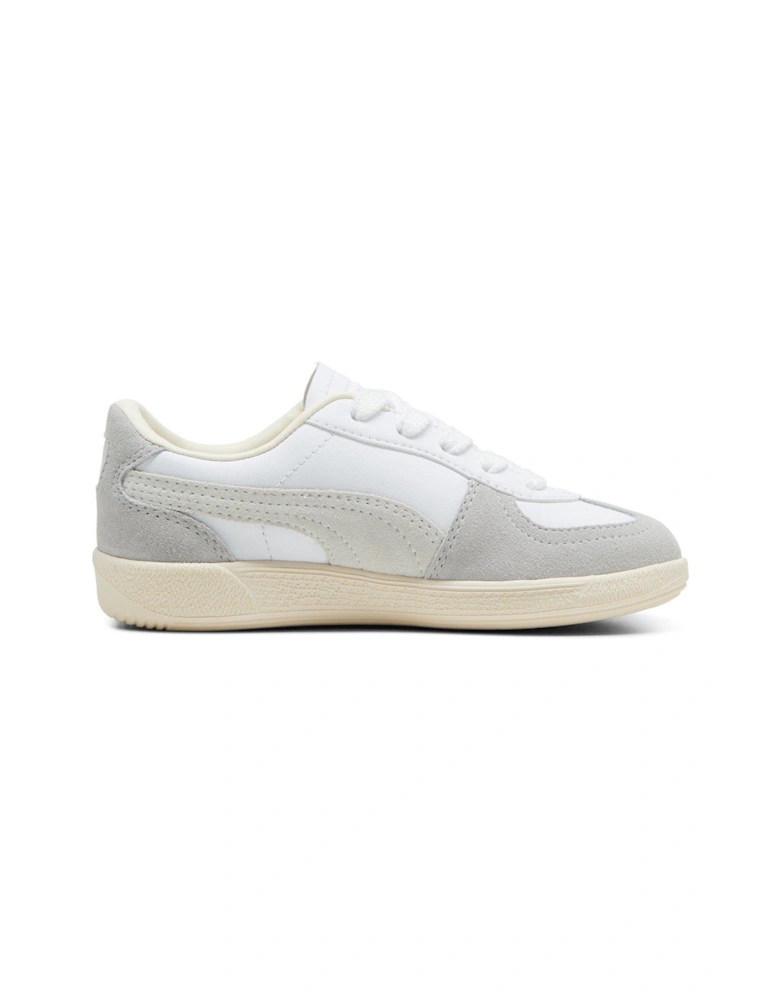 Kids Unisex Palermo Leather - Silver/White