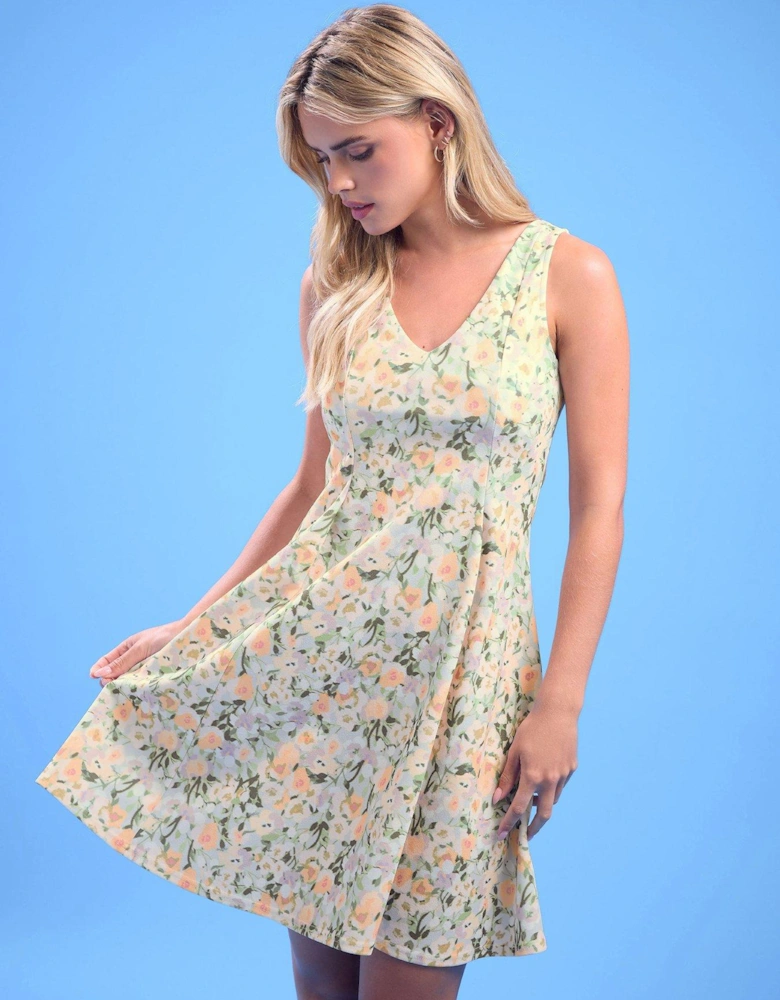 Petite Floral Flippy Dress - Green