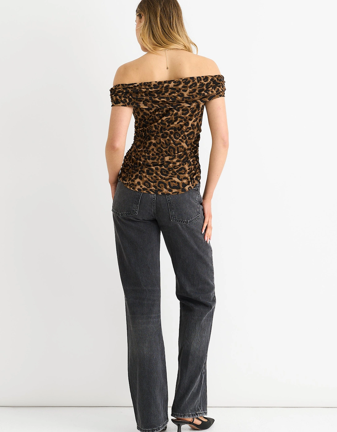Brown Animal Print Bardot Jersey Top