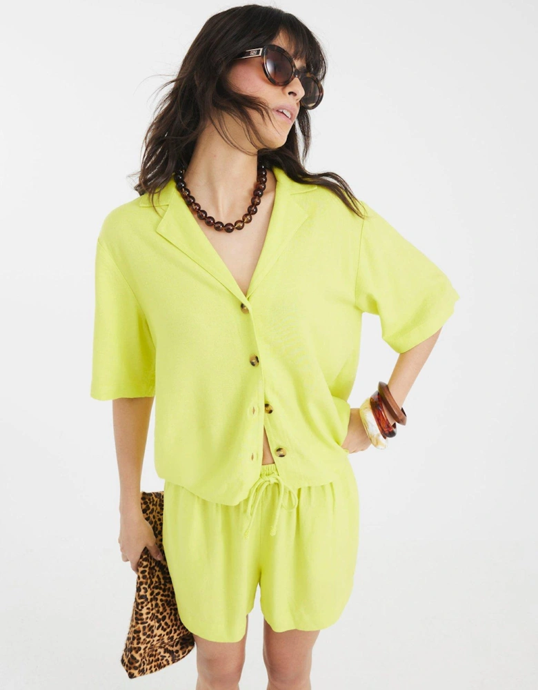 Boxy Linen Shirt - Yellow