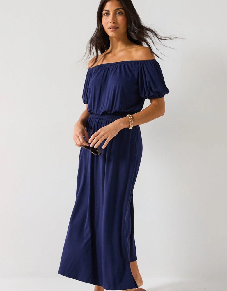 Bardot Tiered Midaxi Dress - Navy