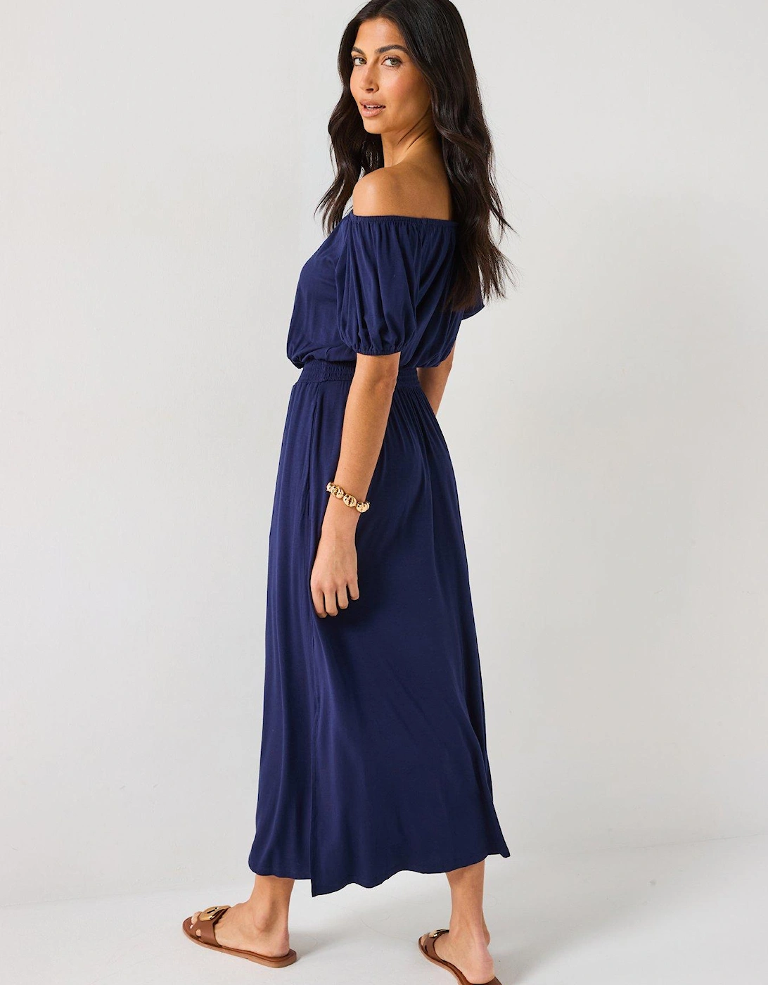 Bardot Tiered Midaxi Dress - Navy