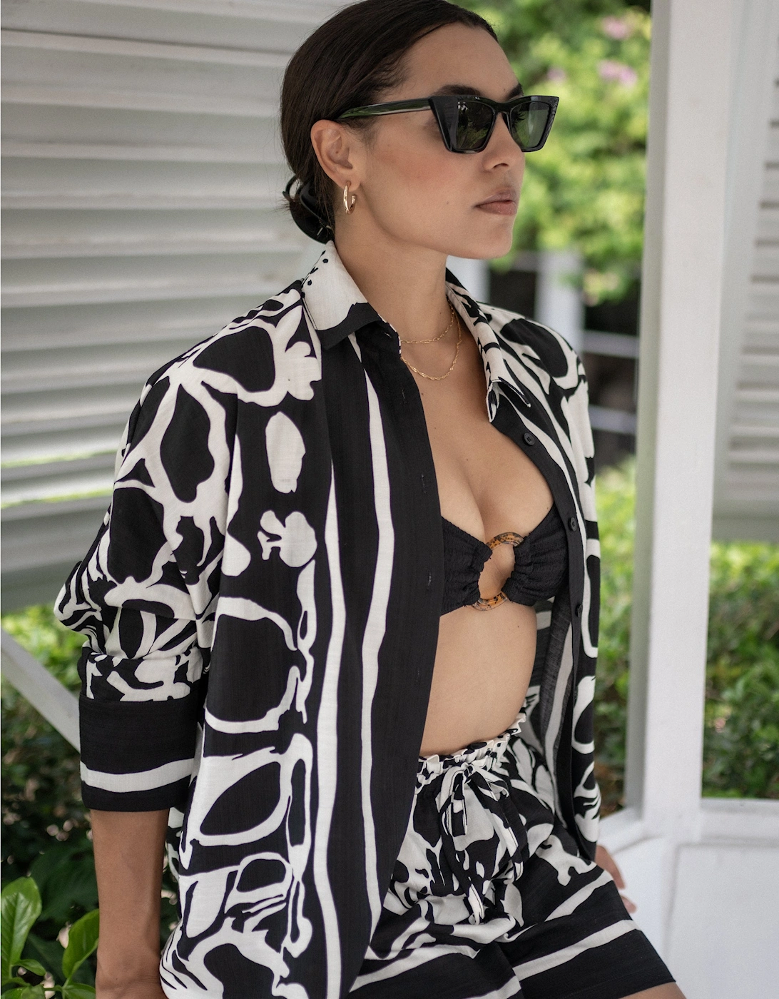Mono Border Print Viscose Oversized Shirt, 5 of 4