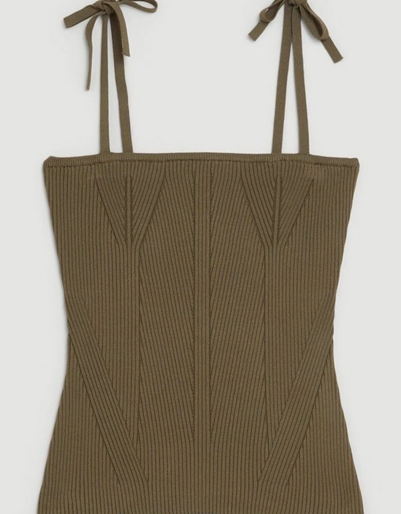 Viscose Blend Fashioned Rib Knit Strappy Top