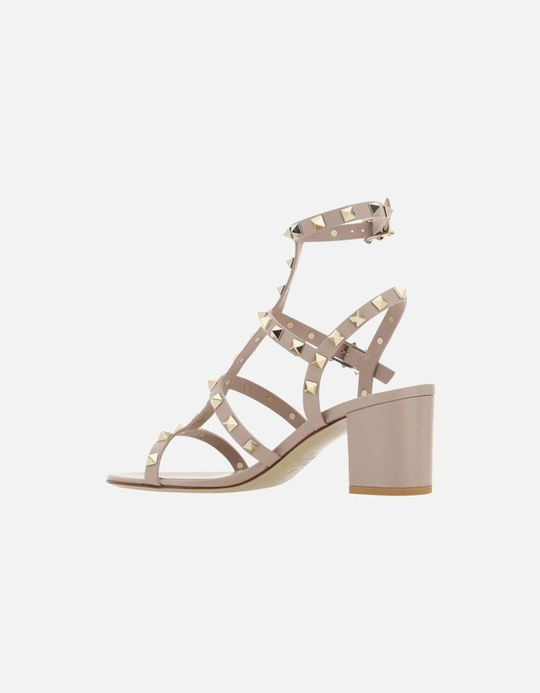 Leather Rockstud Studded Chunky Heel Sandals Women - Multicolor