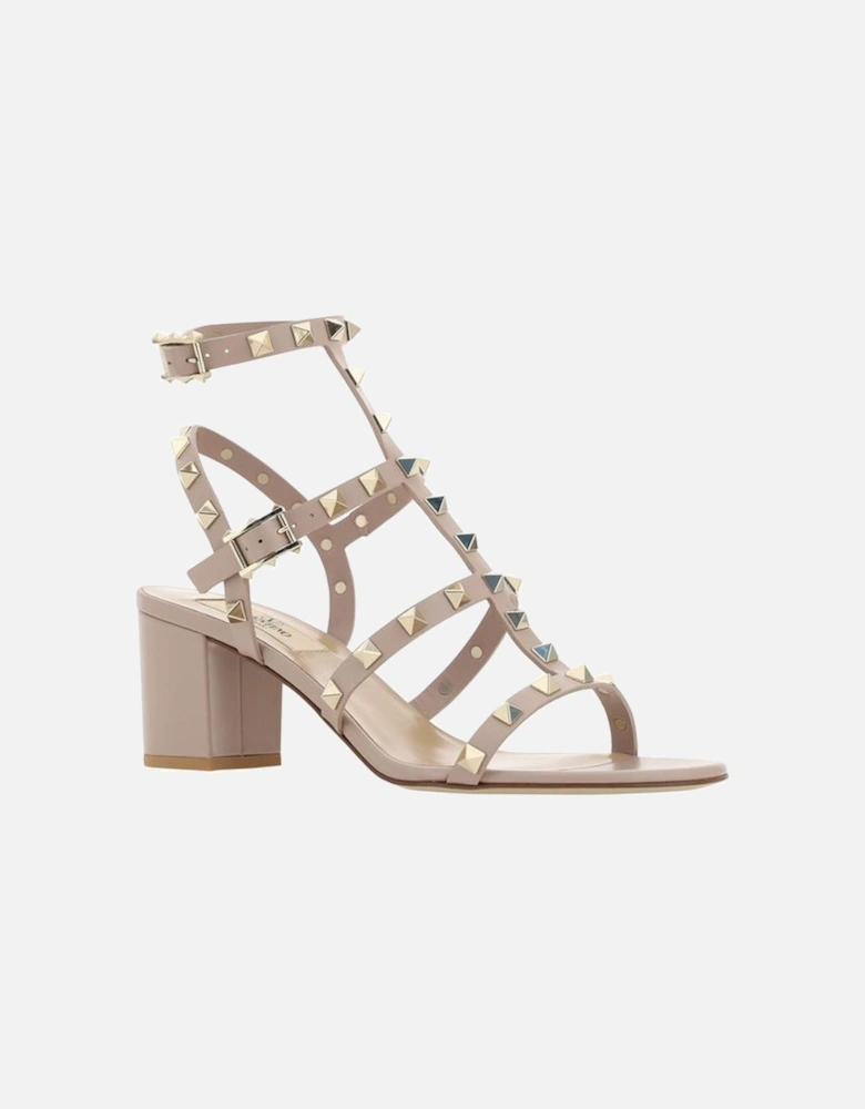 Leather Rockstud Studded Chunky Heel Sandals Women - Multicolor