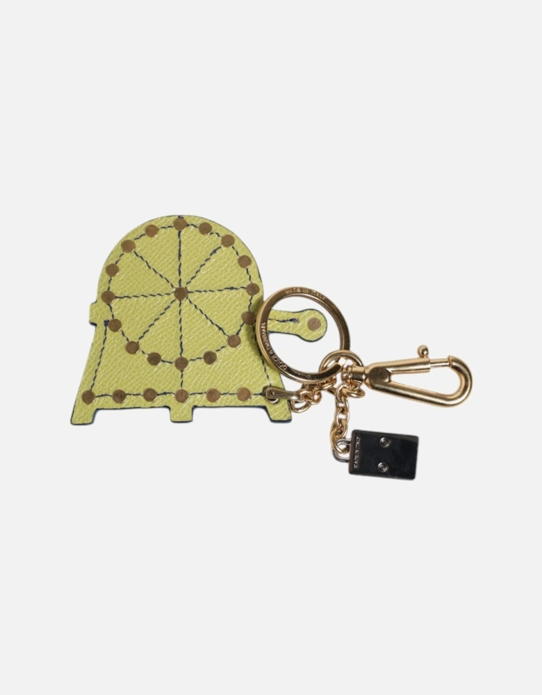 Leather and Metal Keychain with Logo Details Women - Multicolor