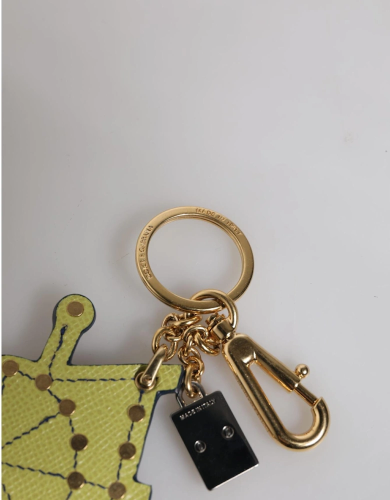 Leather and Metal Keychain with Logo Details Women - Multicolor