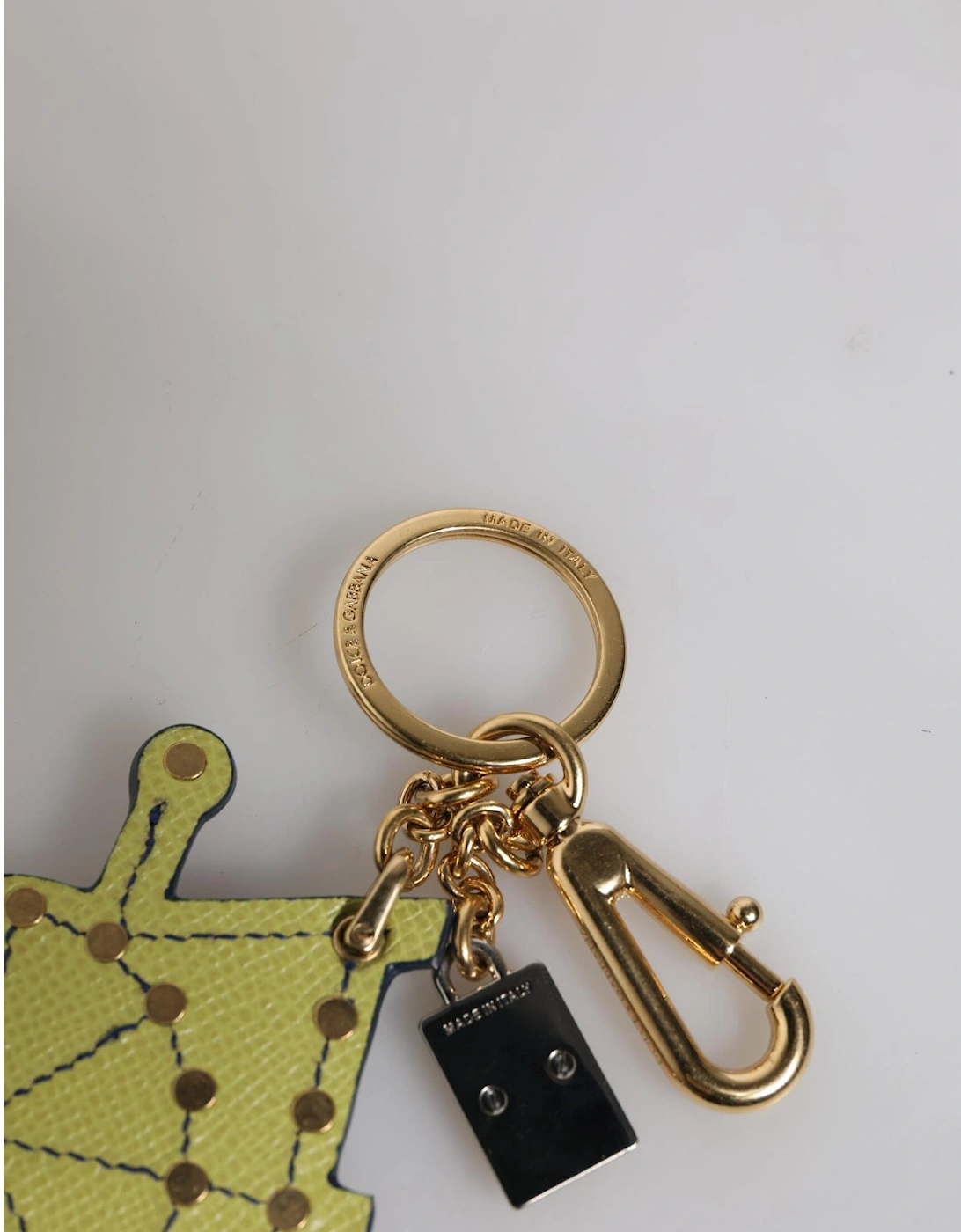 Leather and Metal Keychain with Logo Details Women - Multicolor