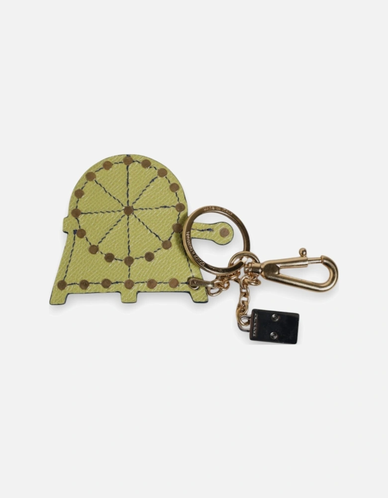 Leather and Metal Keychain with Logo Details Women - Multicolor