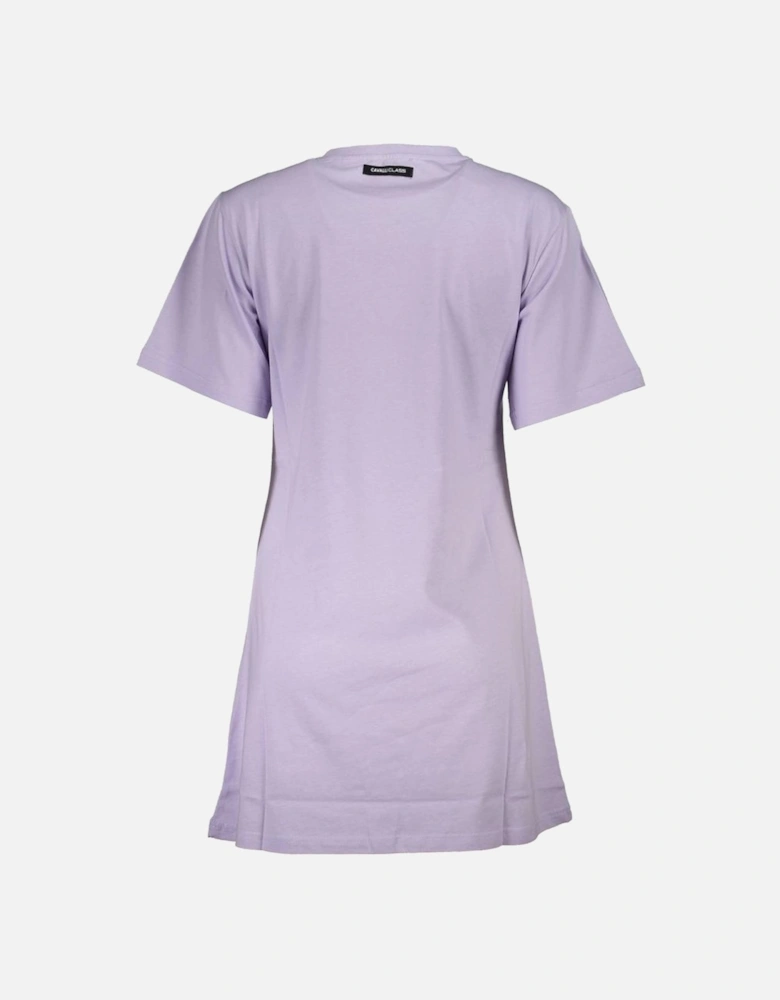 Short Sleeve T-Shirt with Bold Print and Logo Women - Purple