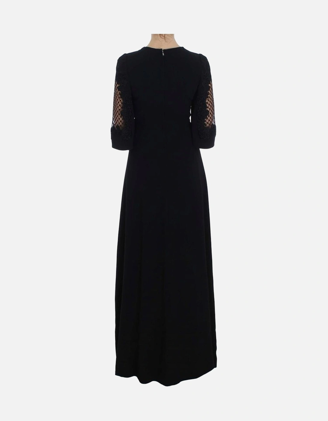 Maxi Dress with 3/4 Sleeves and Silk Lining Women - Black Dresses