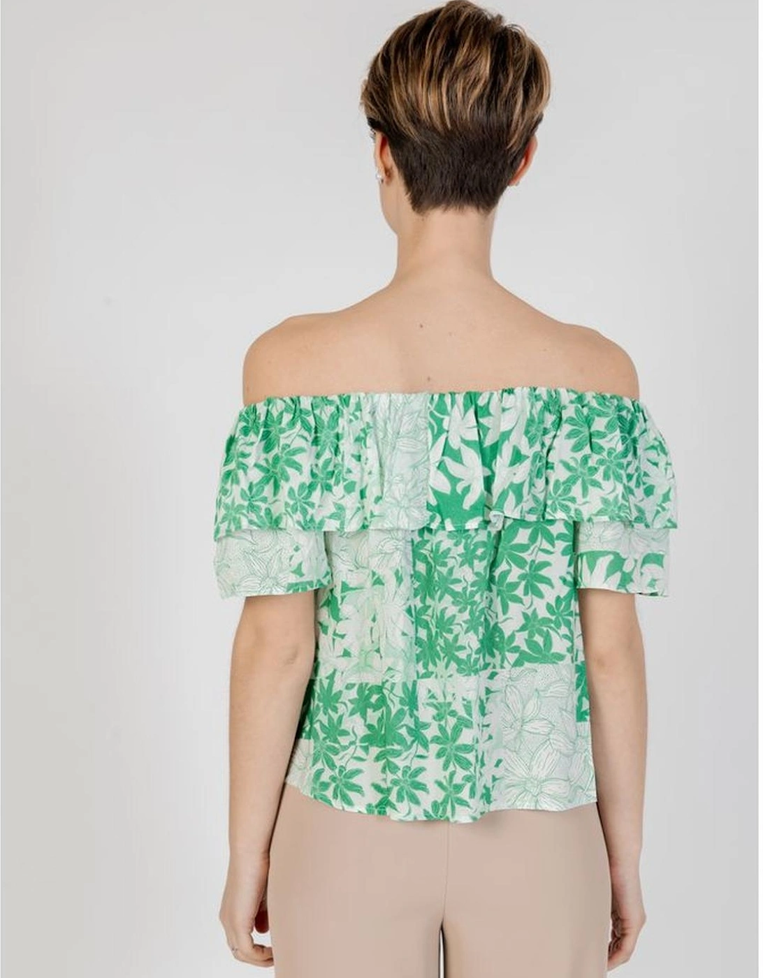 Short Sleeve Viscose Blouse Women - Green Shirts