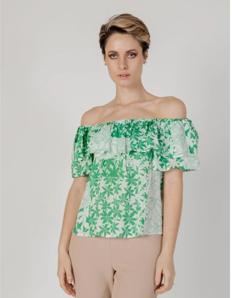 Short Sleeve Viscose Blouse Women - Green Shirts