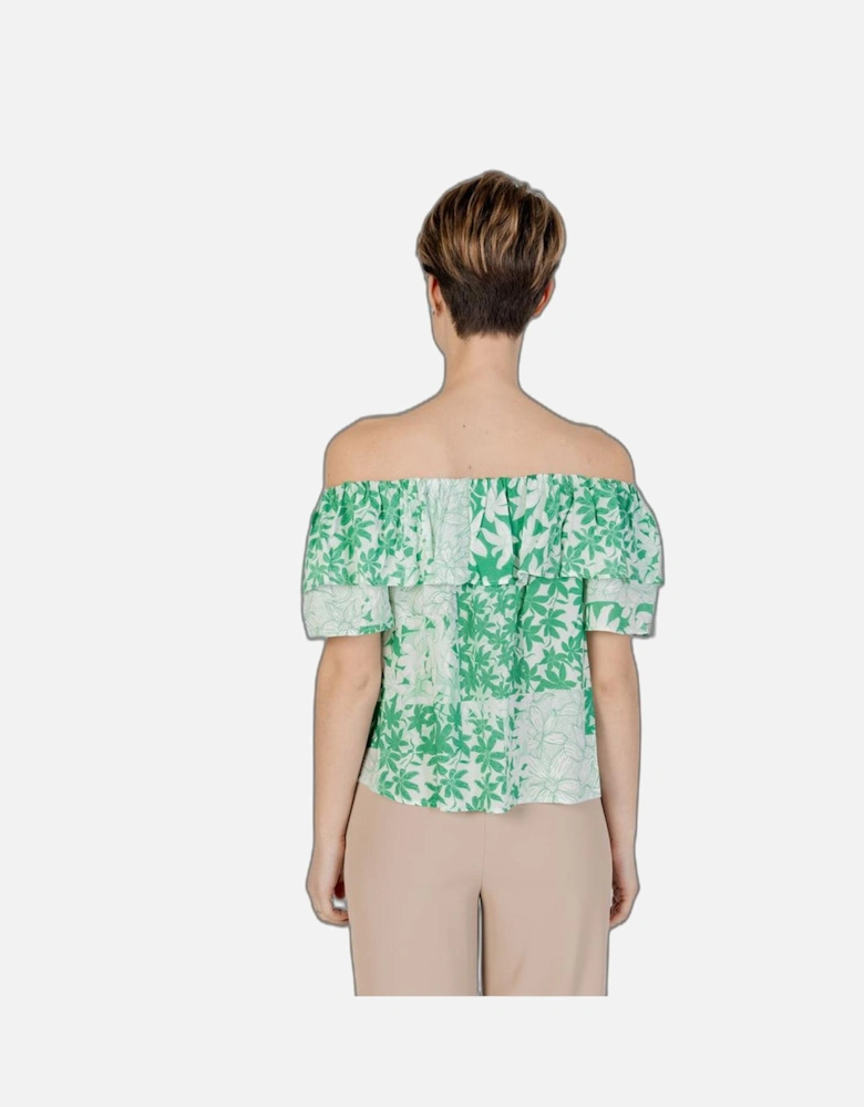 Short Sleeve Viscose Blouse Women - Green Shirts