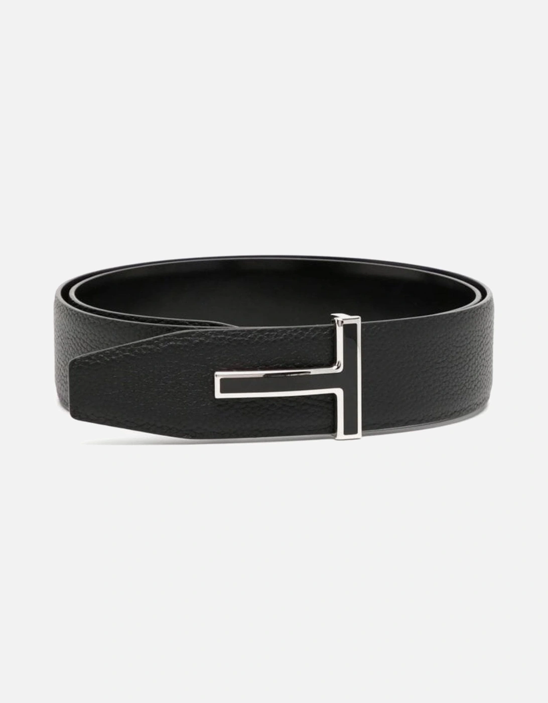 Shiny Calf Leather Reversible T Belt 40cm Black, 3 of 2