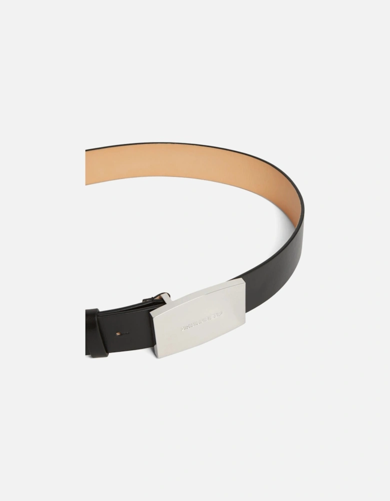 Text Branding Leather Belt Black