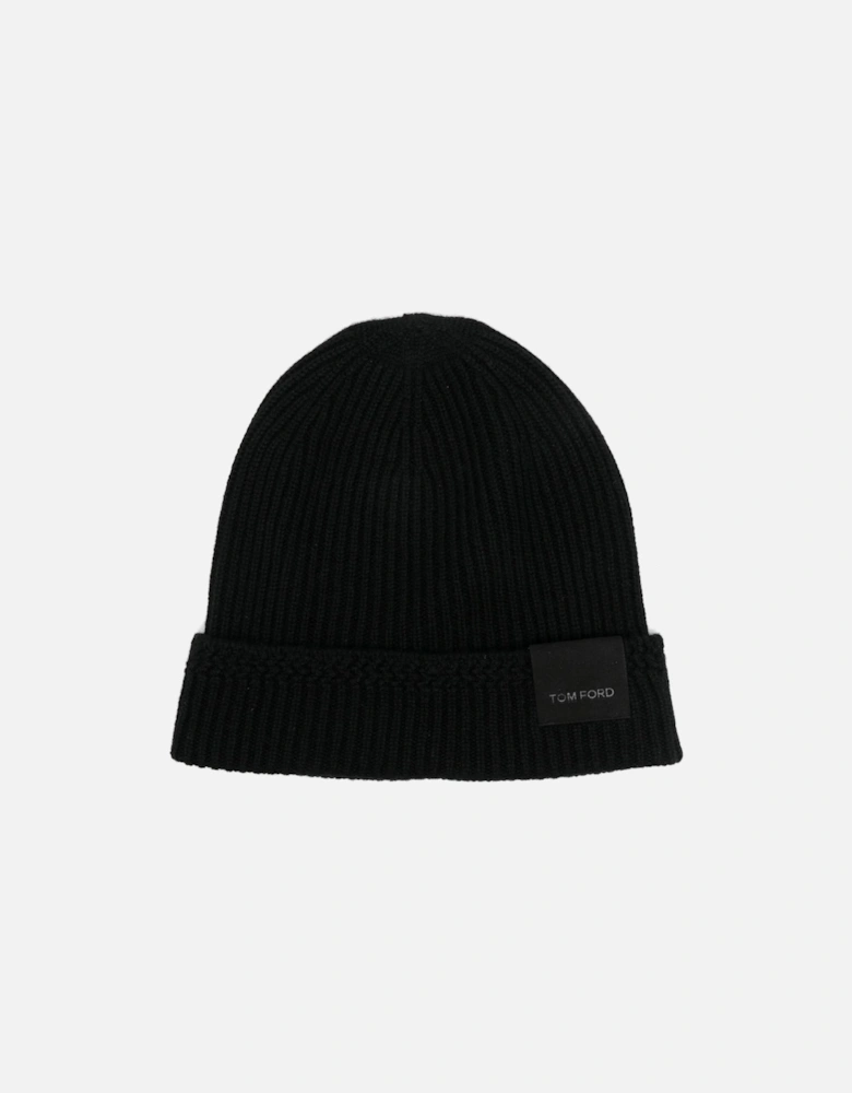 Cashmere Branded Hat Black