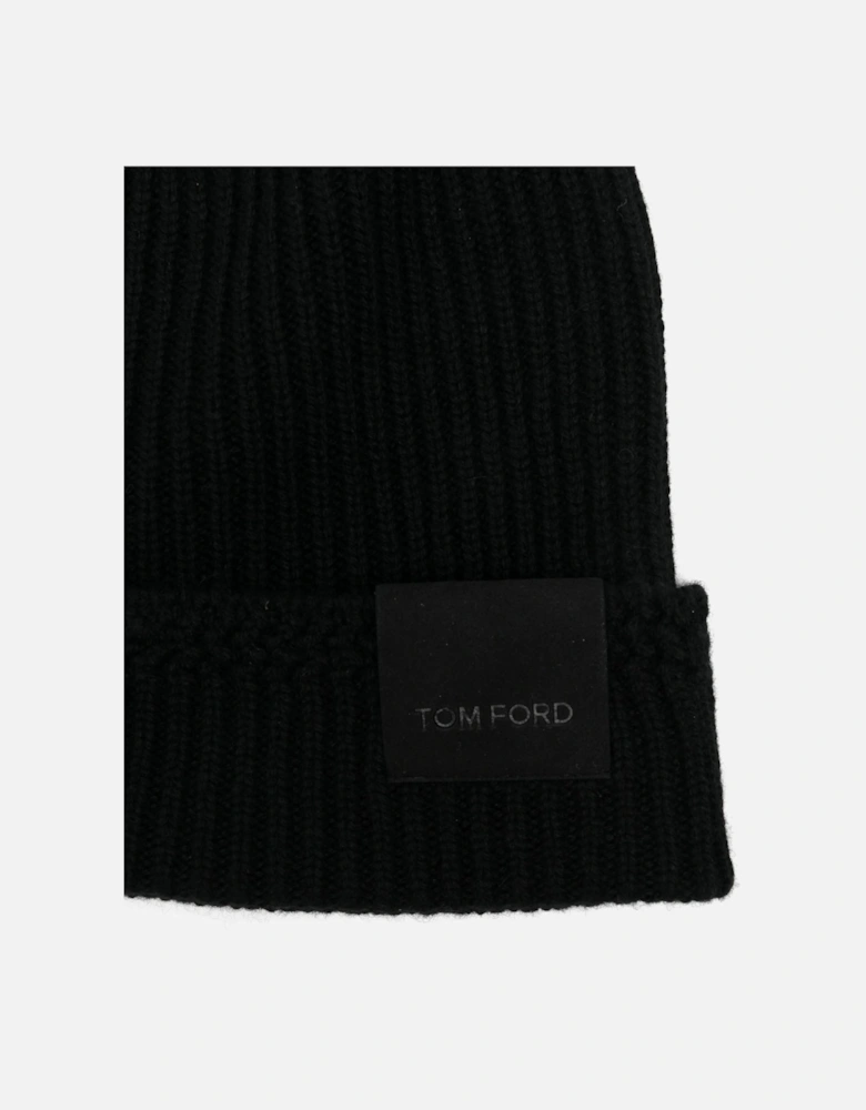 Cashmere Branded Hat Black
