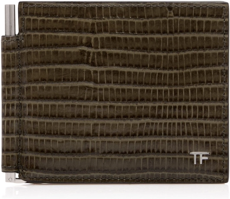 Printed Tejus T Line Clip Wallet Green