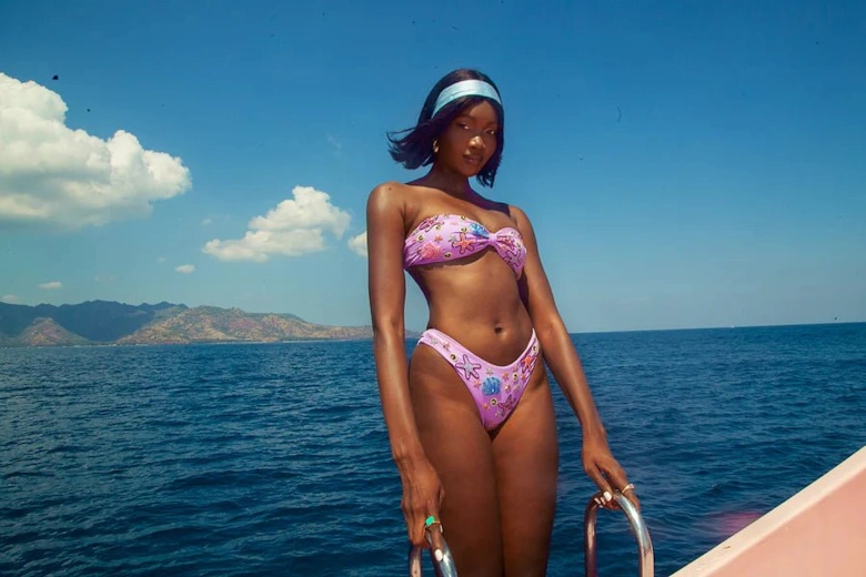 Quinn Embellished Slip On Bikini Bottoms Lilac