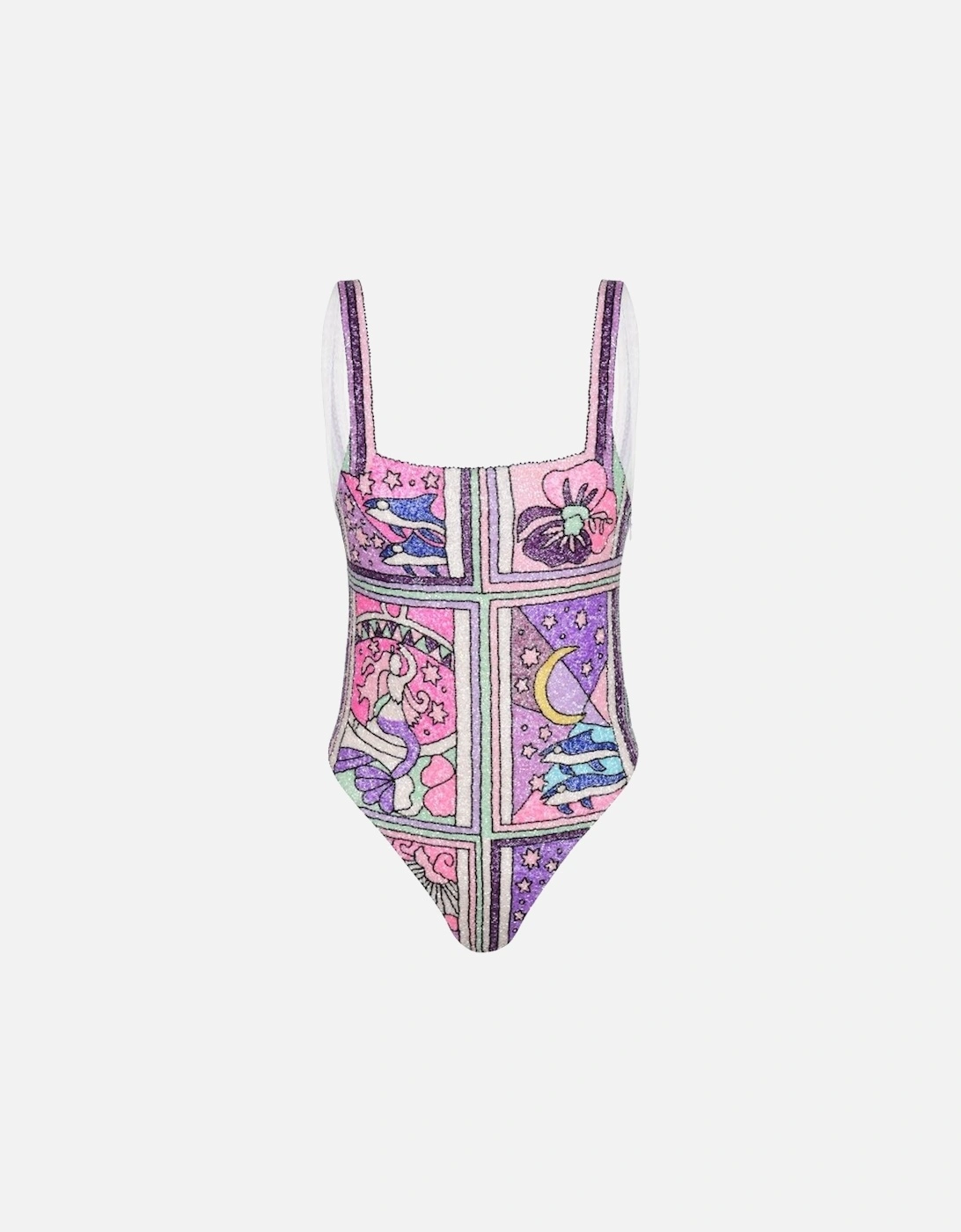 Talia Hand Beaded Crystal Swimsuit - Puple