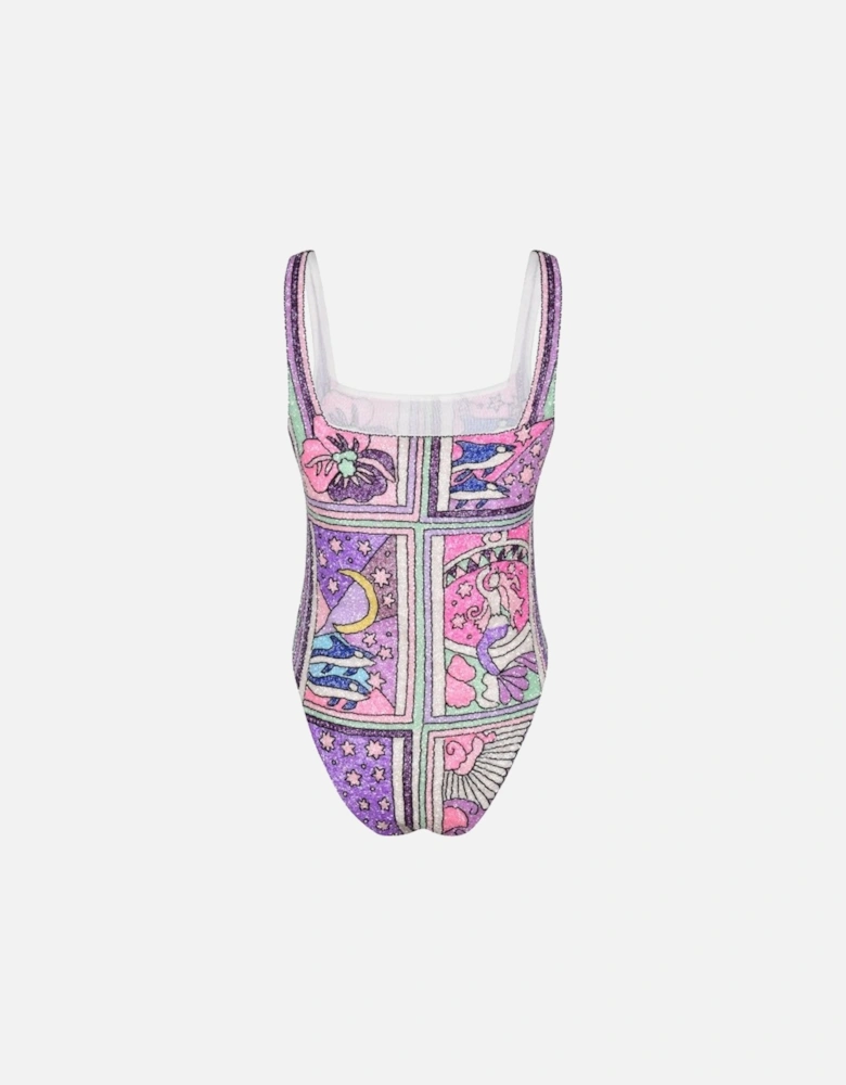 Talia Hand Beaded Crystal Swimsuit - Puple