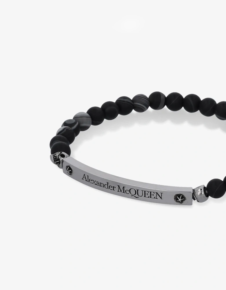 Skull and Beads Bracelet Black
