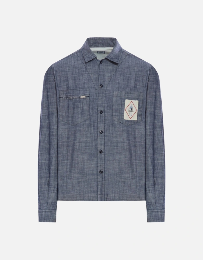 Chambray Patch Logo Shirt Blue