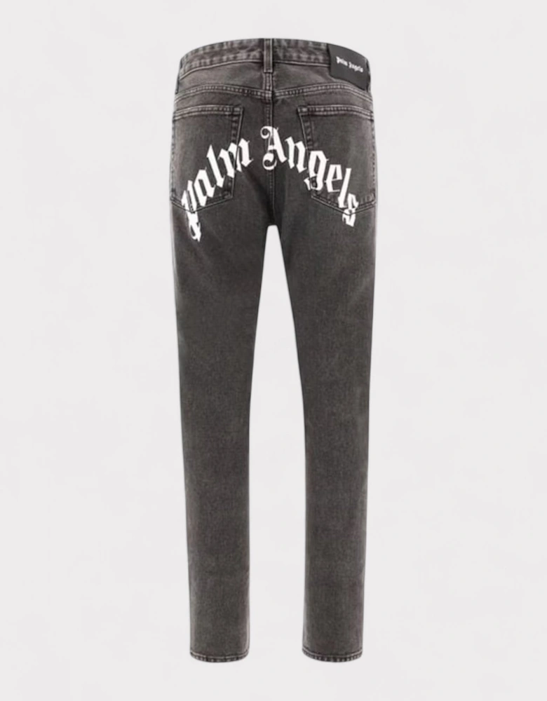 Logo Denim Straight Leg Jeans Black/White