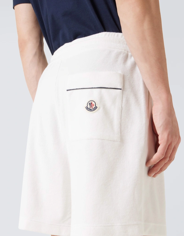 Towelling Mid Length Shorts White