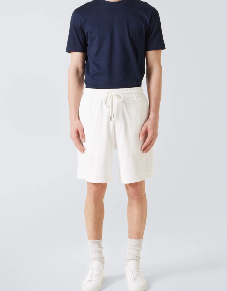 Towelling Mid Length Shorts White